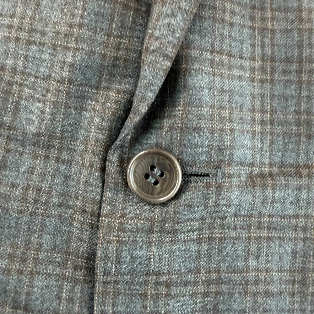 Canali 1934 Sports Coat Blazer Jacket 40 Grey Brown Plaid‎ 100% Wool Italy CEO